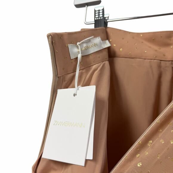 NWT Zimmermann Tulle Midi Skirt Nude Gold Metallic Dot Print Womens AU 0 / US 4 - Picture 6 of 9